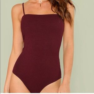 Ribbed Dark Red Cami Bodysuit XS!!!!